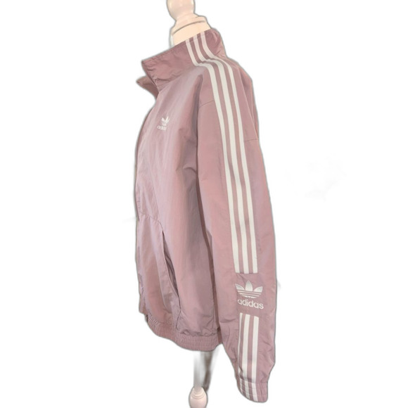 Adidas Originals Women’s 3-Stripe Track Jacket Mauve Pink Y2K 2000s Streetwear L - Picture 1 of 9